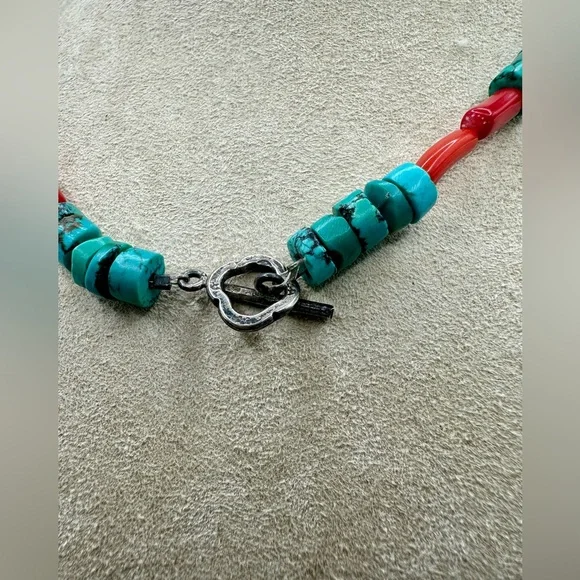 Vintage Red Coral and Turquoise Necklace — Women Jewelry - Picture 5 of 7